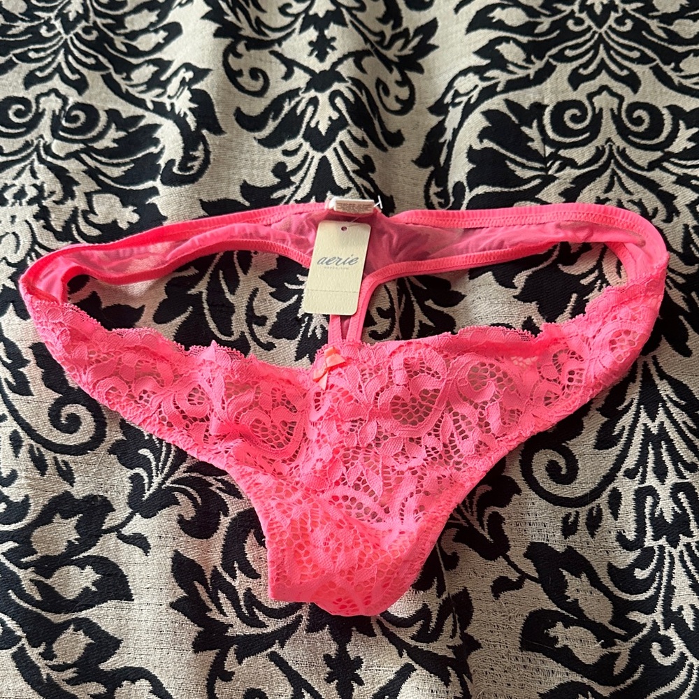 Aerie Neon Pink Lace Panty
